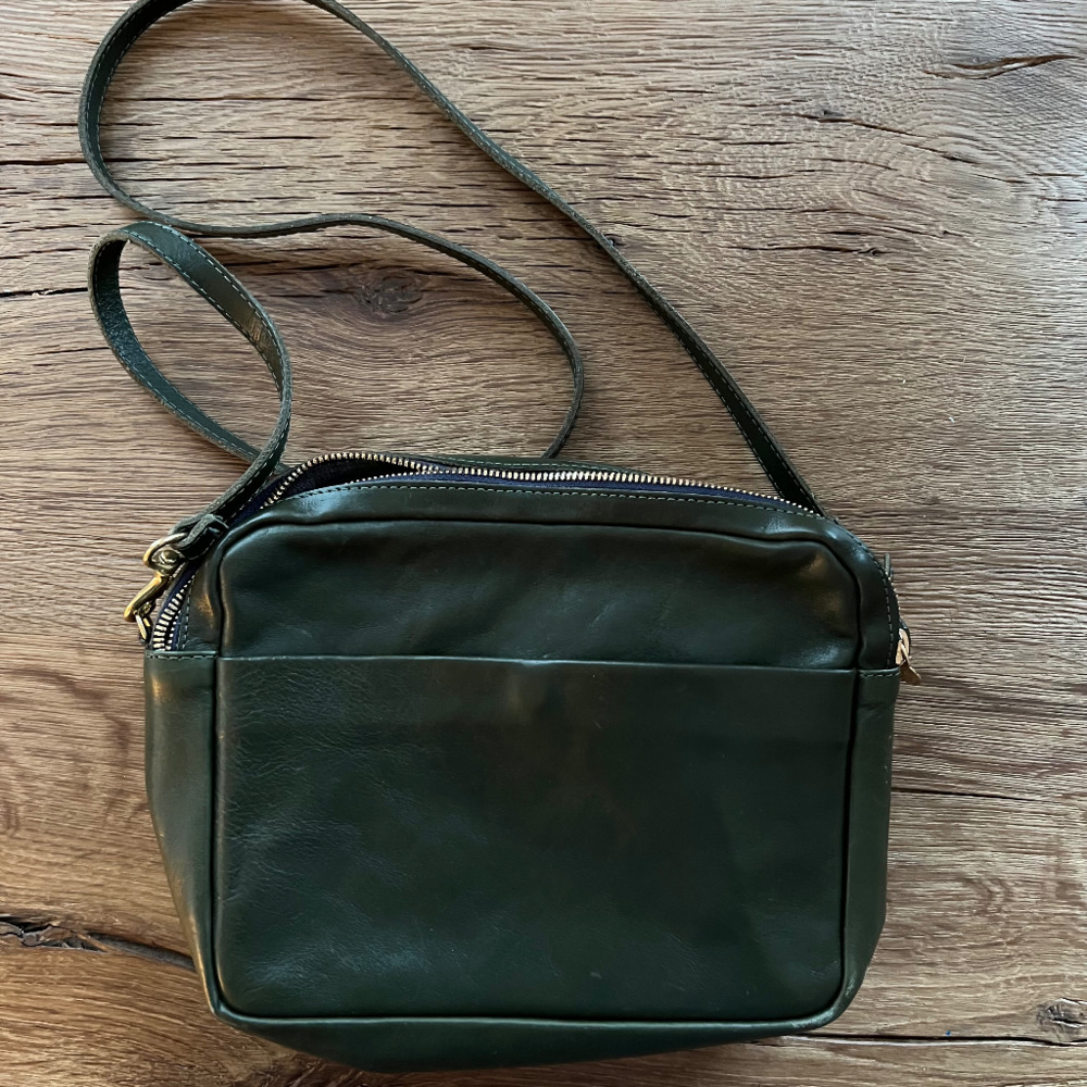 Clare V Dark Green Leather Crossbody Shoulder Bag
